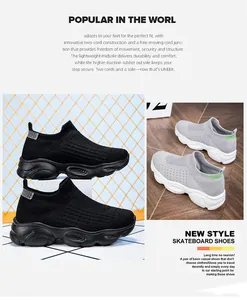 Details zu Flyknit-Sockensneakern für Kinder aus atmungsaktivem Mesh in Schwarz/Grau