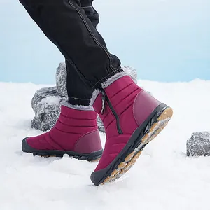 Stivali da neve impermeabili con cerniera laterale e calda fodera in pile per esterno