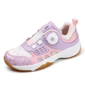 Kids Professional Badminton Shoes Breathable Rotary Buckle Sneakers Non Slip Training Shoes For Boys Girls Sport