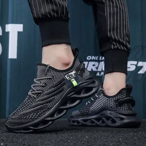 Men's breathable mesh running shoes with unique chunky wavy sole for athletic lifestyle