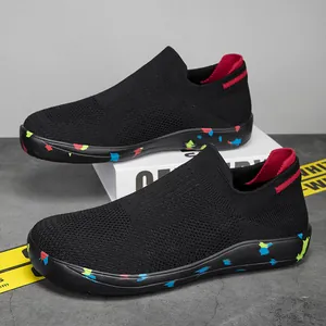 Black mesh barefoot sock shoes for men with wide toe and colorful speckled sole