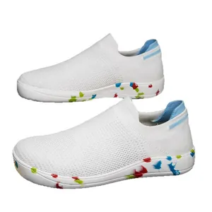 Men's breathable mesh wide toe barefoot sock shoes with colorful splatter sole