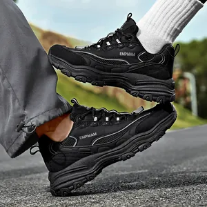 Zapatos de Senderismo Hombre Retro Bloques de Color Casual Cordones Malla Cuero Sintético Zapatillas Daddy Shoes 966