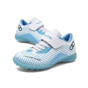 New 2025 white and blue children's turf soccer shoes for outdoor sports training