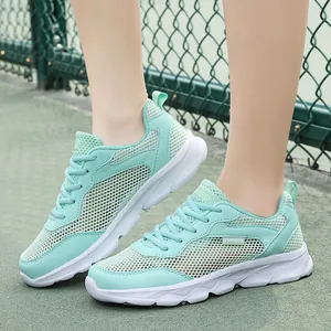 Sneakers casual da donna in mesh traspirante verde menta per sport all'aperto estivi