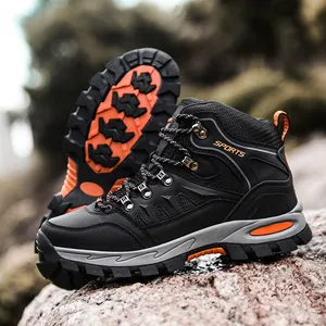 Men's high-top hiking boots with anti-slip rubber soles for rugged outdoor trekking