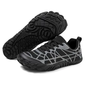 Wide Toe Barefoot Training Shoes For Men Breathable Flyknit Casual Outdoor Running Shoes Anti-Slip Rubber Sole Fitness Cycling Gym Sneakers