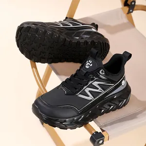 Men's black lightweight safety sneakers with anti-puncture EVA sole and paw logo