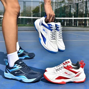 Breathable men's badminton and tennis shoes with cushioned soles in multiple colors
