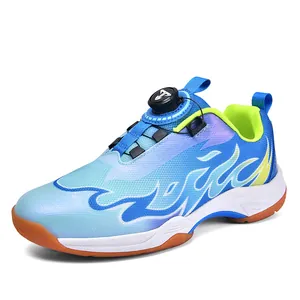 Chaussures de badminton professionnelles pour enfants avec boucle rotative réglable.