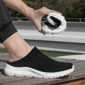 Men Casual Breathable Flyknit Mesh Sneakers Lightweight Soft Sole Slip-on Running Shoes Summer Fashion Sport Men Footwear