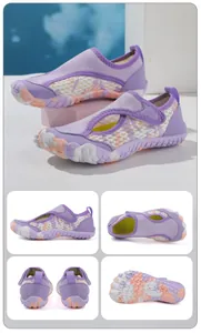 Vues détaillées multi-angles de chaussures d'eau violettes pour la plage et le yoga