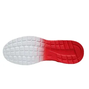 Semelle de chaussure décontractée légère avec dégradé blanc et rouge et texture antidérapante.