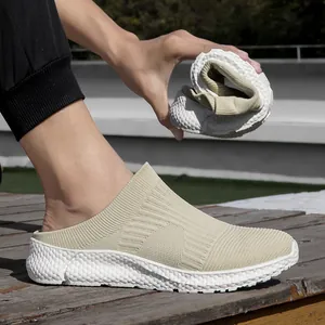 Men's breathable flyknit slip-on sneakers with soft flexible sole and outdoor style