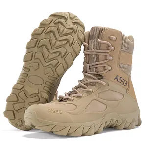 Hellbraune Wüstenstiefel mit strapazierfähiger, rutschfester Gummisohle für Outdoor-Einsätze