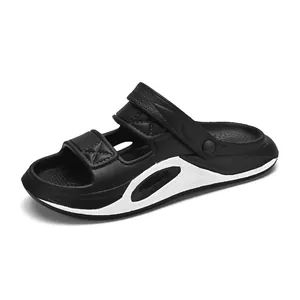 Men's sporty dual-use sandals featuring a soft anti-slip sole in black and white finish