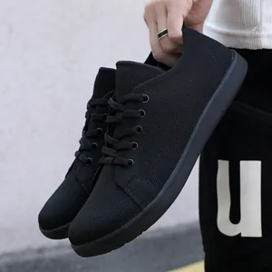 Breathable black flyknit barefoot sneakers with wide toe and non-slip sole for men