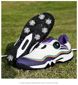Professional golf shoes with spiked soles and knob closure for outdoor sports.