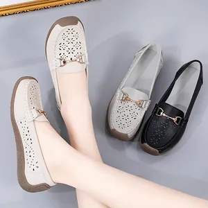 Mocasines planos calados transpirables y cómodos para mujer para la temporada de verano