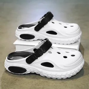 Zuecos de playa ligeros de EVA en blanco y negro para actividades acuáticas de verano al aire libre