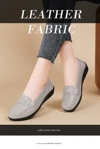 Premium grey leather loafers with soft beef tendon sole providing a comfortable experience