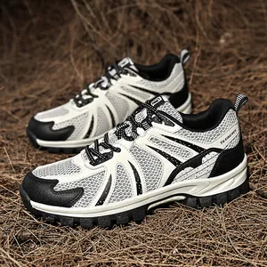 Breathable men's hiking shoes with durable mesh and rugged soles for outdoor adventures