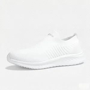 Vista detallada de las zapatillas de punto blanco transpirable para hombres y mujeres
