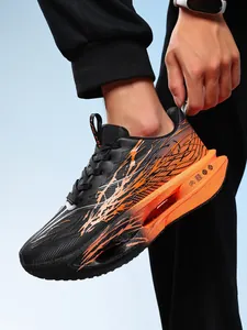 Detailed side view of ultra-lightweight kids running shoes with carbon plate technology