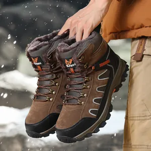 Mens outdoor winter hiking boots with warm faux fur lining and durable non-slip soles