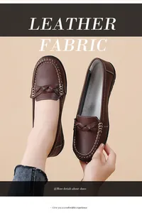 Detailed view of comfortable brown leather loafers with braided detail and soft sole