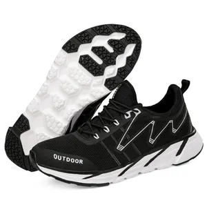 Chaussures de sport d'extérieur respirantes pour hommes noires et blanches.