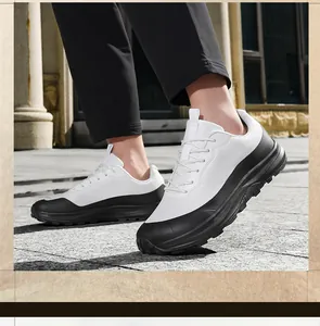 Outdoor men's hiking shoes with breathable mesh and thick soles shown in street style