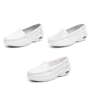 Set of three white air cushion loafers: classic, perforated, and fleece-lined styles