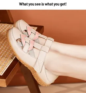 Comfortable women's summer sandals with soft sole and hook-and-loop strap detail