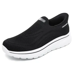 Unisex Breathable Mesh Walking Shoes Lightweight Slip-on Casual Shoes For Men Women Seniors Flyknit Comfort Sports Sneakers Low Top Flat Shoes