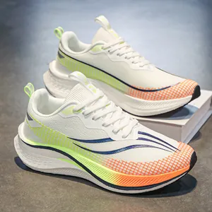 Unisex Running Shoes Carbon Plate Breathable Mesh Sneakers Fashion Color Gradient Shock Absorption Casual Sports Shoes