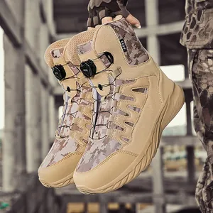 Bottes tactiques homme camouflage à tige moyenne avec système de laçage rotatif