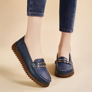 Mocassini Casual da Donna Stile Coreano in Microfibra Scarpe da Guida Fibbia in Metallo Suola Morbida Scarpe Basse Antiscivolo