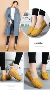 Detailansicht der gelben Keilschuhe aus Leder für Damen mit hochwertiger Handnaht