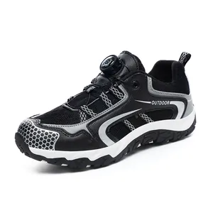 Schwarz-weiße Outdoor-Wanderschuhe für Damen mit praktischem Drehverschluss-System