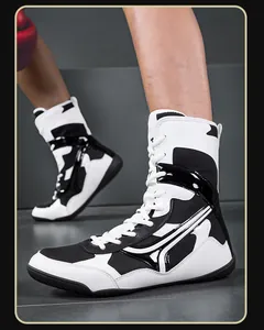 Chaussures de boxe et de lutte montantes pour l'entraînement au combat avec adhérence