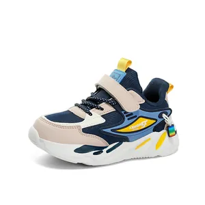Baskets pour enfants en mesh respirant et léger pour garçons, chaussures de course bleu beige
