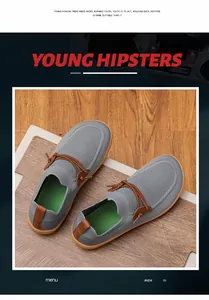 Détail des chaussures de marche sans lacets en tricot gris respirant pour hommes
