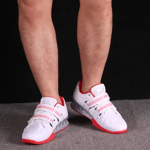 Professionelle Gewichtheberschuhe für Herren in Weiß und Rot für das Fitnessstudio