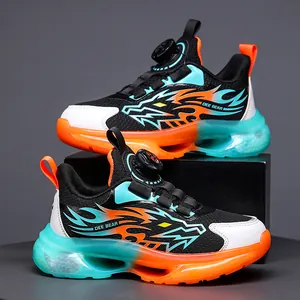 Boys' athletic sneakers with automatic dial lace and thick cushioned sole