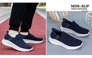 Breathable knit mesh slip-on sneakers with non-slip soles for walking and sports