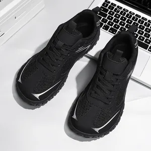 Baskets décontractées noires à bout large avec mesh respirant pour unisexe