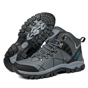 Unisex Outdoor High Top Hiking Shoes Non-Slip Wear-Resistant Trekking Boots For Men Women Warm Fleece Lined Walking Sneakers Space Leather