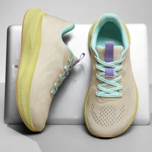 Women Wide Toe Carbon Plate Style Running Shoes Breathable Fly-knit Mesh Sneakers Lightweight Cushioning Summer Athletic Walking Shoes