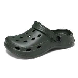 Dark green EVA thick sole breathable clog sandals with anti-slip design for beach or work
